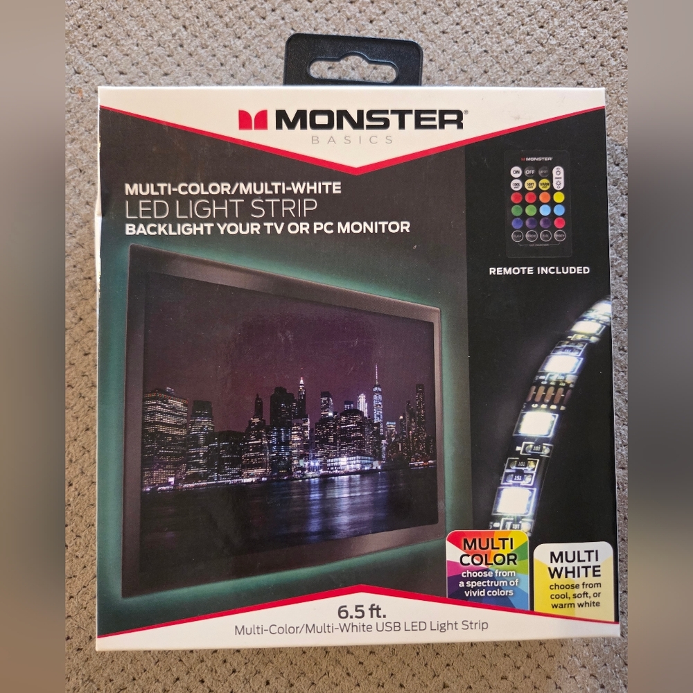 New Monster Multi-Color Multi-White LED Light Strip with Remote (MLB7-1027-BLK) - Picture 13 of 16